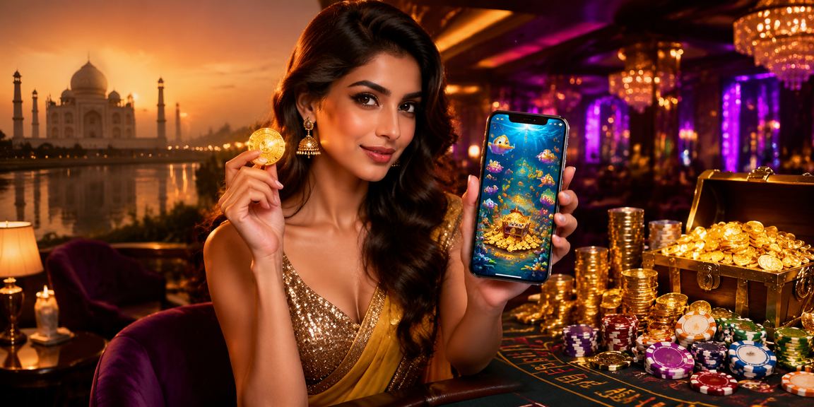 Taj Mahal view with Indian fishing game concept