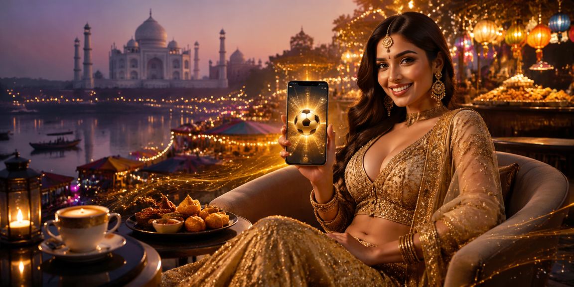 Football sports betting in Agra with Taj Mahal background