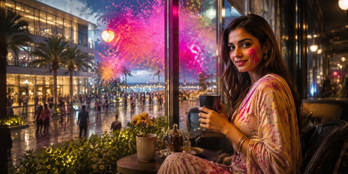 Colorful Indian Holi Festival Casino Scene