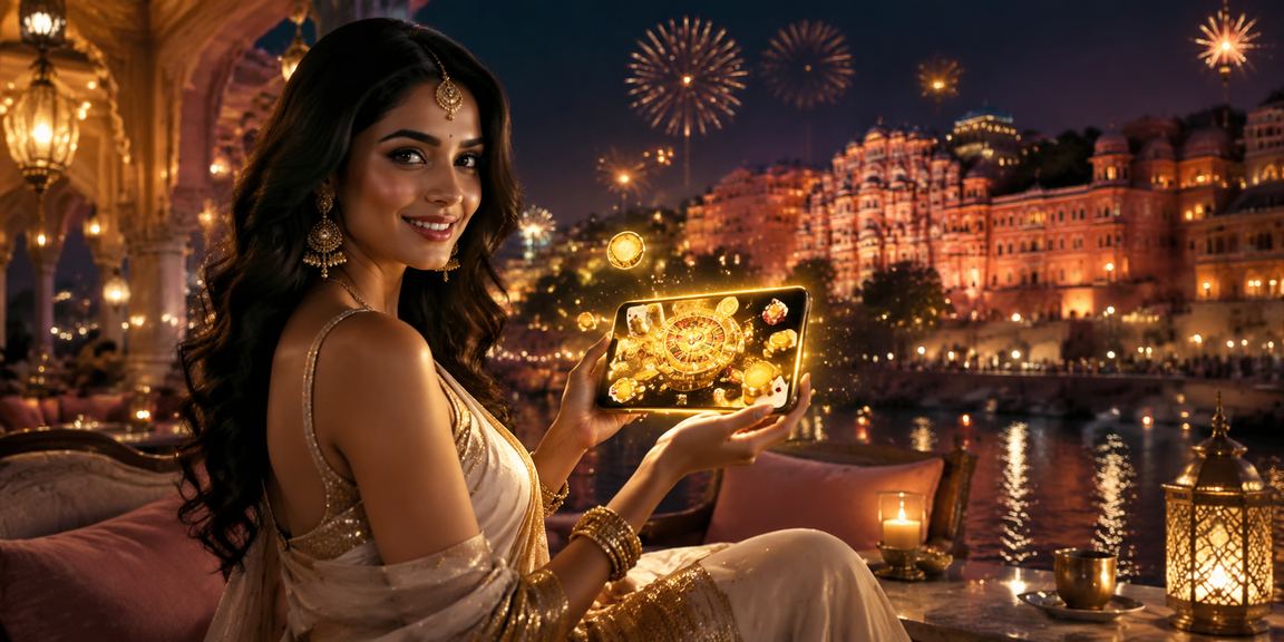 VIP player enjoying casino app in saree at Jaipur